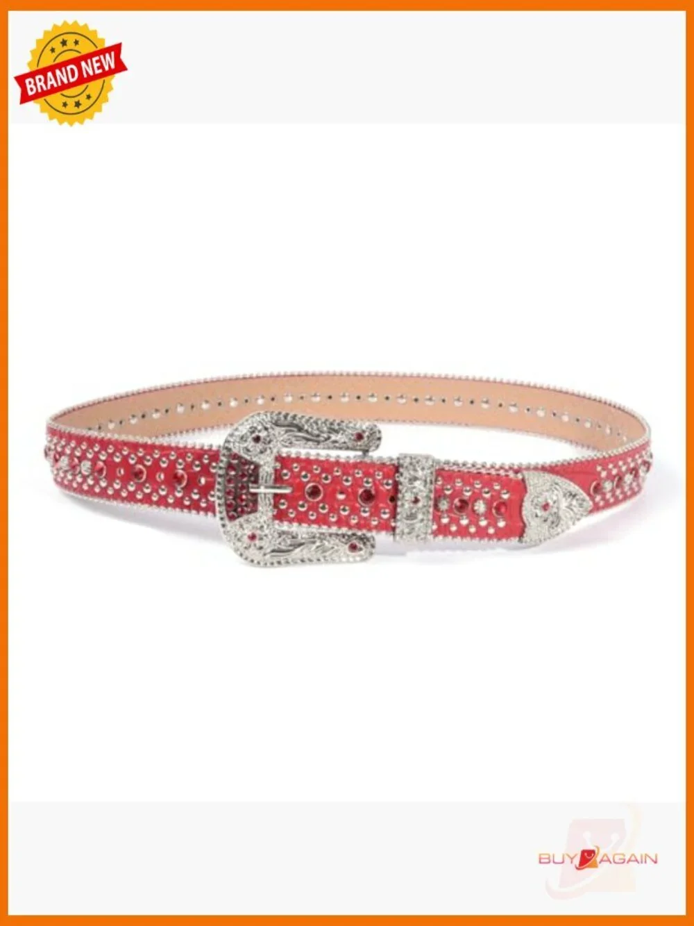 Western Rhinestone Belt with Crystal Buckle for Jeans